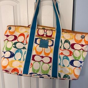 Multicolored large coach bag